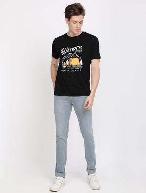 black chest print t-shirt - 17405283 - Standard Image - 5