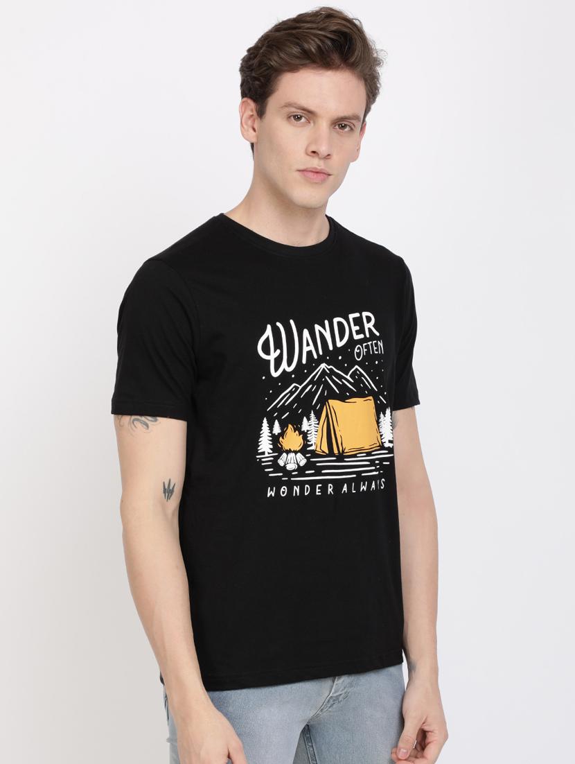 black chest print t-shirt - 17405283 - Zoom Image - 2
