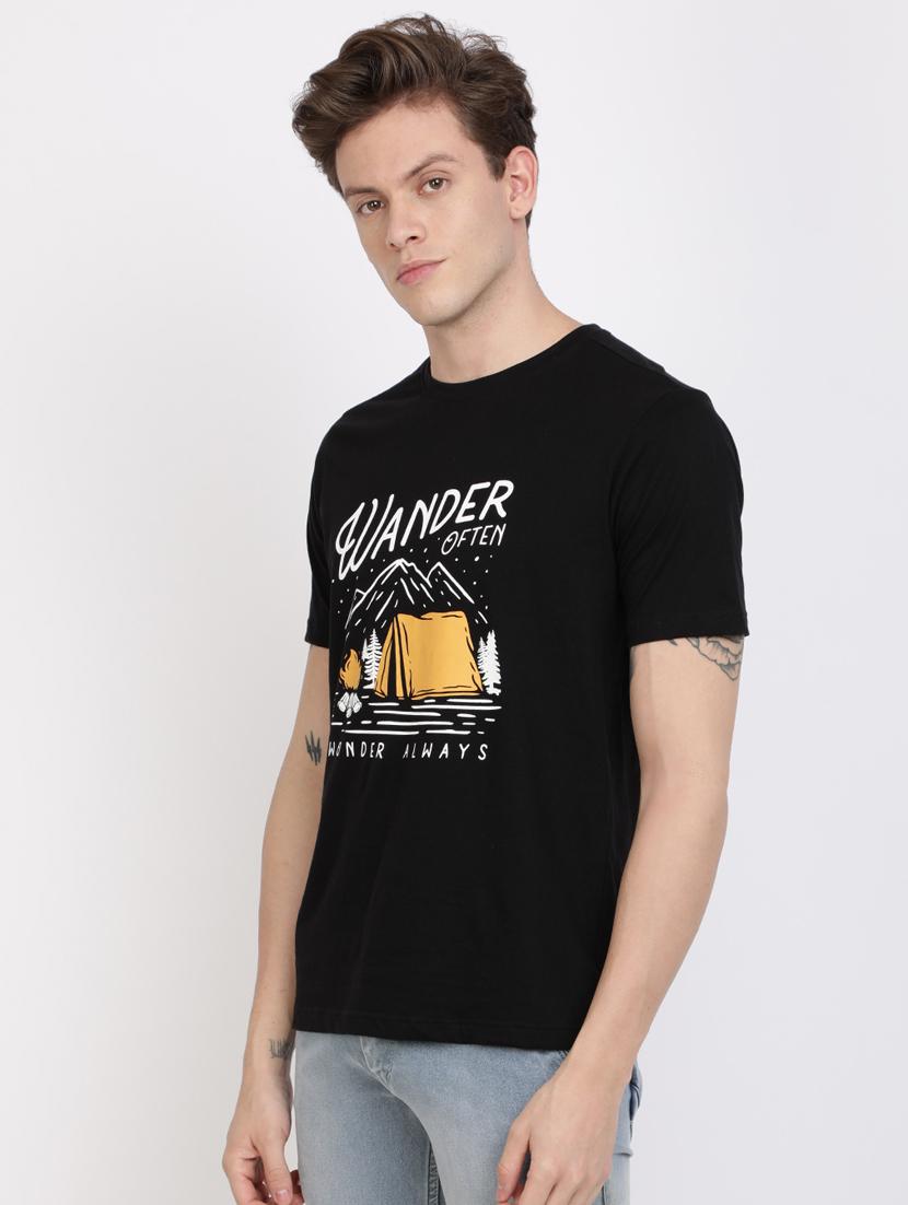 black chest print t-shirt - 17405283 - Zoom Image - 3
