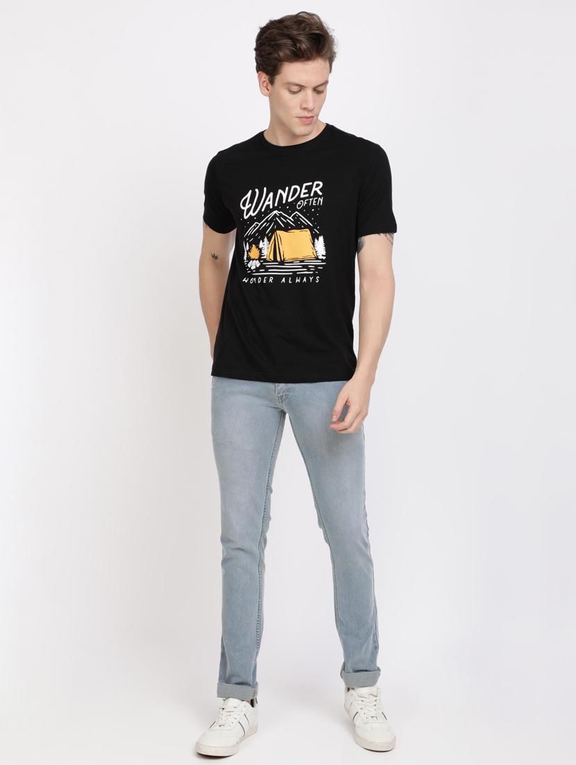 black chest print t-shirt - 17405283 - Zoom Image - 5