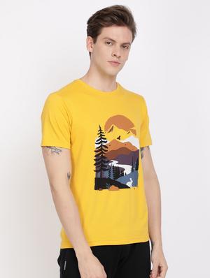 yellow chest print t-shirt - 17405284 - Standard Image - 2