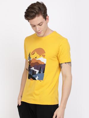 yellow chest print t-shirt - 17405284 - Standard Image - 3