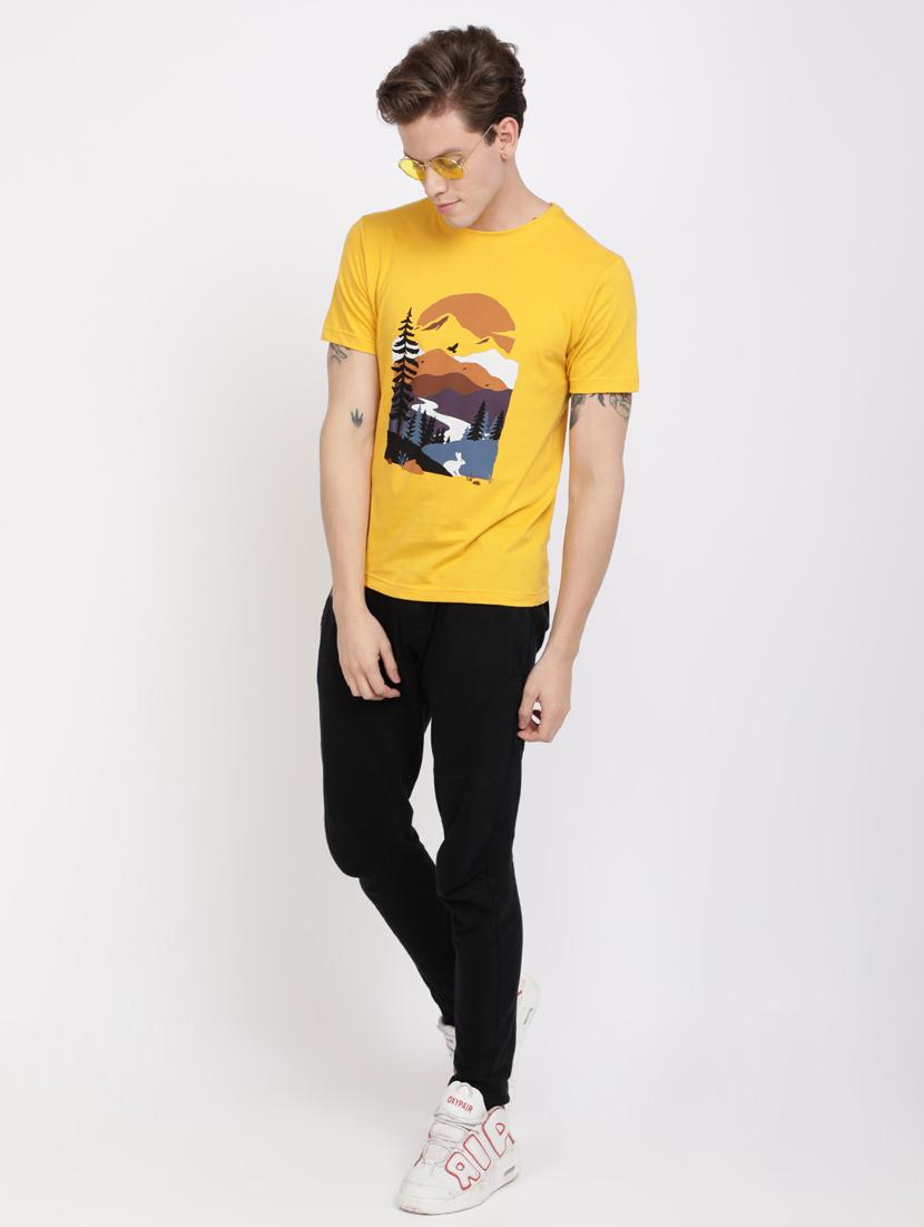 yellow chest print t-shirt - 17405284 - Zoom Image - 5