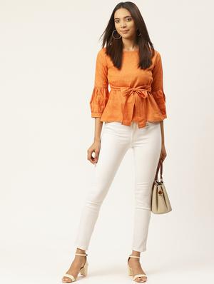 tie front solid top - 17406017 - Standard Image - 4