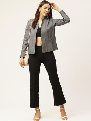 mandarin neck formal blazer - 17406027 - Standard Image - 4