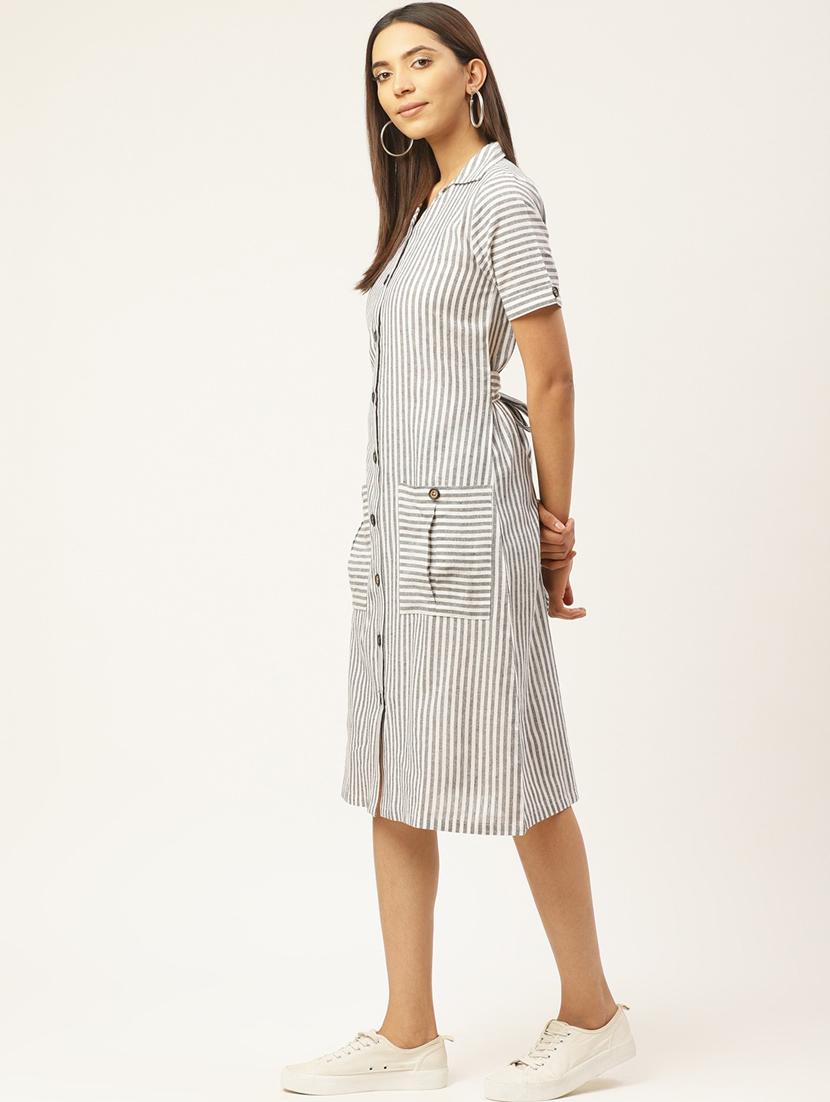 tie back striped a-line dress - 17406035 - Zoom Image - 2