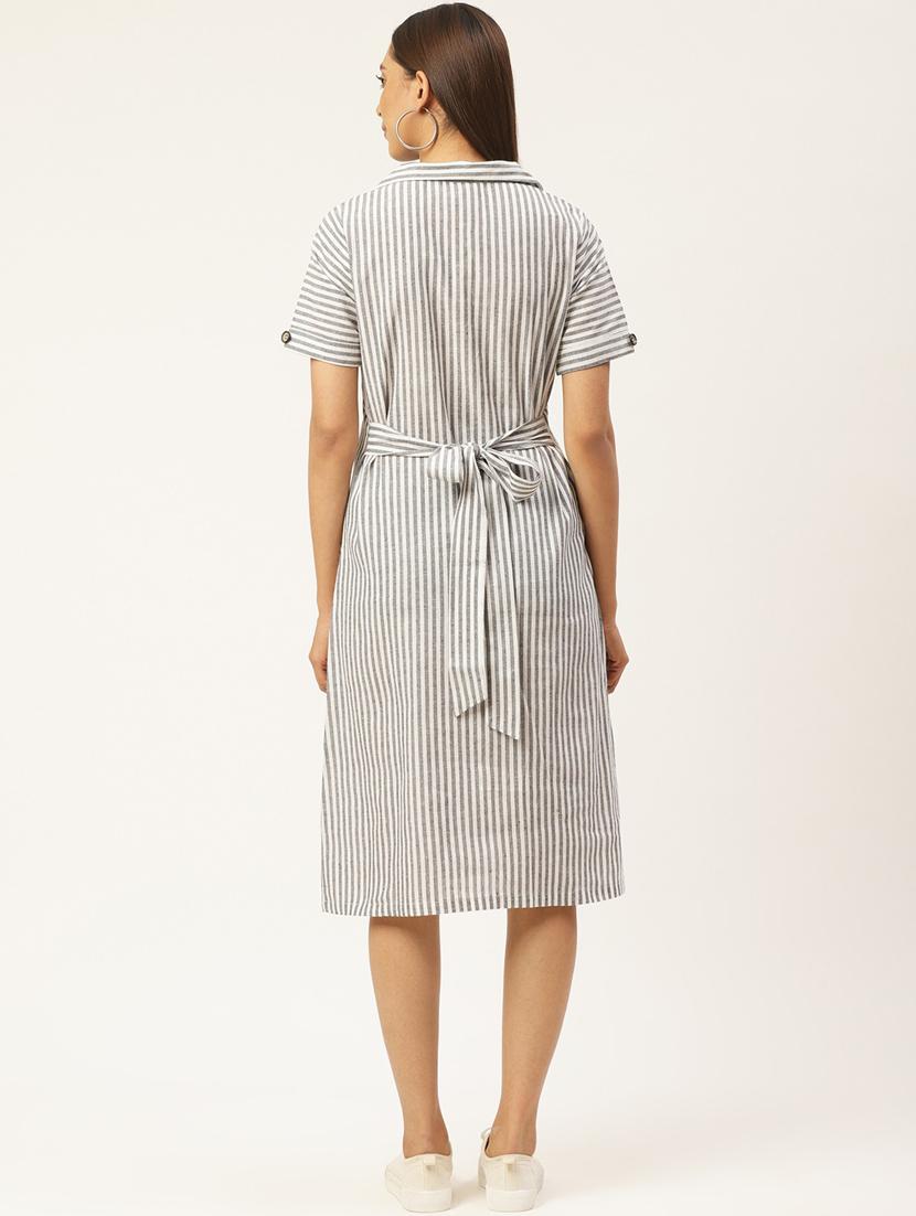tie back striped a-line dress - 17406035 - Zoom Image - 3