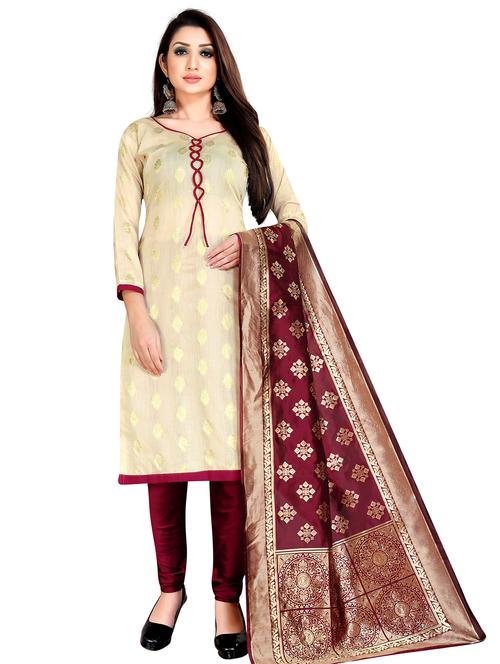 floral churidaar unstitched suit - 17406153 - Standard Image - 1