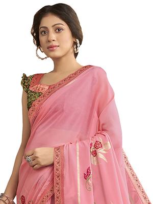 floral printed saree with blouse - 17406535 - Standard Image - 2