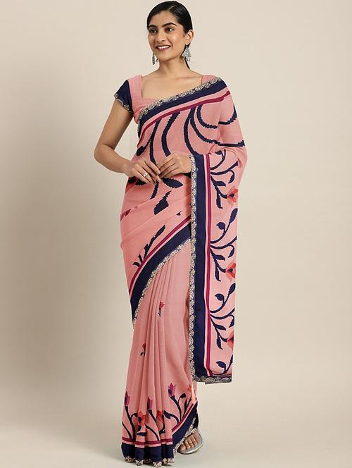 floral printed saree with blouse - 17406583 - Standard Image - 1