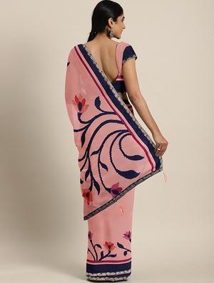 floral printed saree with blouse - 17406583 - Standard Image - 2