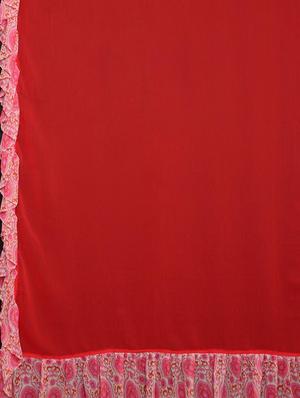 solid bordered ruffled saree with blouse - 17406628 - Standard Image - 4
