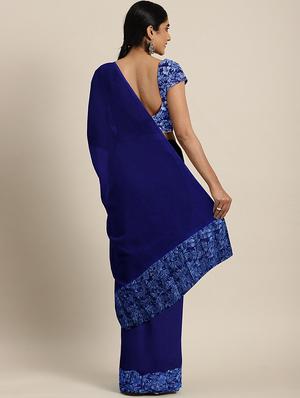 solid bordered ruffled saree with blouse - 17406629 - Standard Image - 2