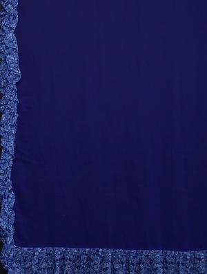 solid bordered ruffled saree with blouse - 17406629 - Standard Image - 5