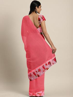solid bordered ruffled saree with blouse - 17406631 - Standard Image - 2