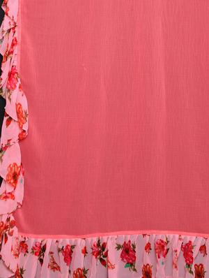 solid bordered ruffled saree with blouse - 17406631 - Standard Image - 4