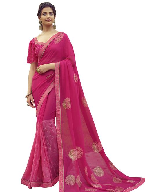 floral printed saree with blouse - 17406652 - Very Small Image - 1
