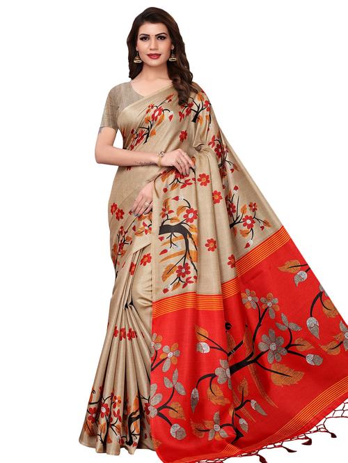 floral mysore silk saree with blouse - 17406694 - Standard Image - 1