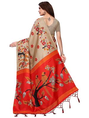 floral mysore silk saree with blouse - 17406694 - Standard Image - 2