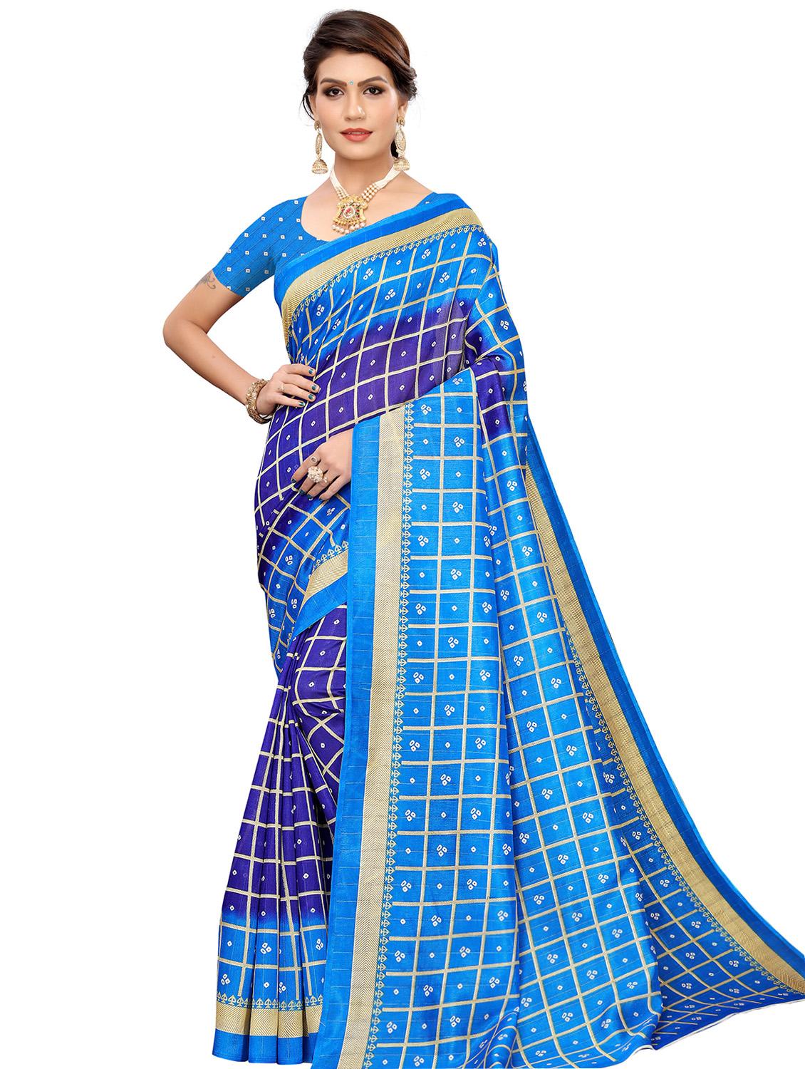 bandhani printed saree with blouse - 17406700 - Zoom Image - 1