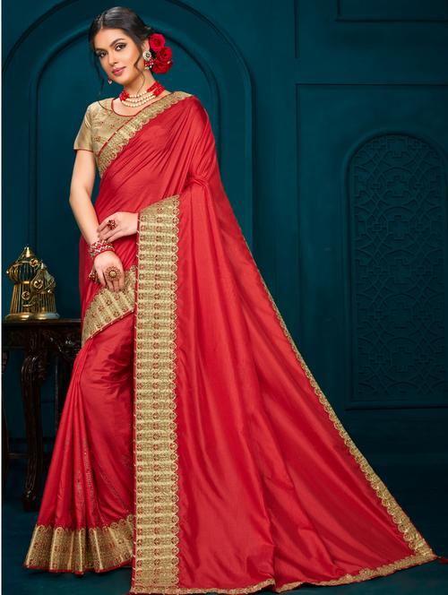 solid embroidered saree with blouse - 17407020 - Standard Image - 1