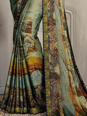 floral printed saree with blouse - 17407088 - Standard Image - 2