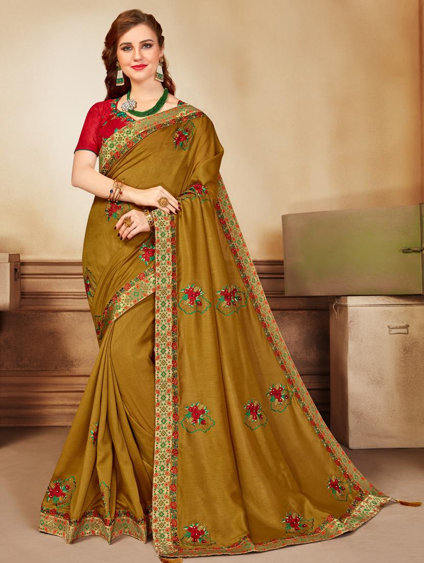 floral embroidered saree with blouse - 17407102 - Zoom Image - 1