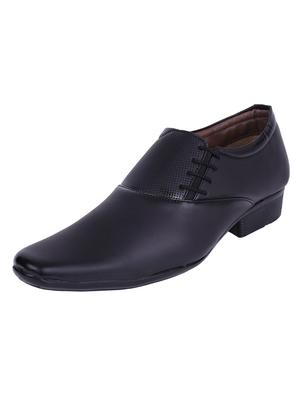 black leatherette laceup derbies - 17407127 - Standard Image - 3