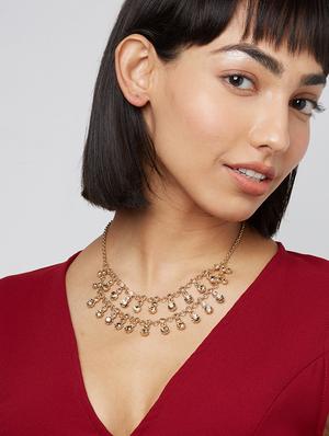 gold metal statement necklace - 17407465 - Standard Image - 3