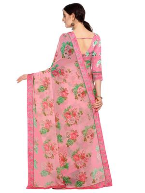 floral printed saree with blouse - 17408957 - Standard Image - 2