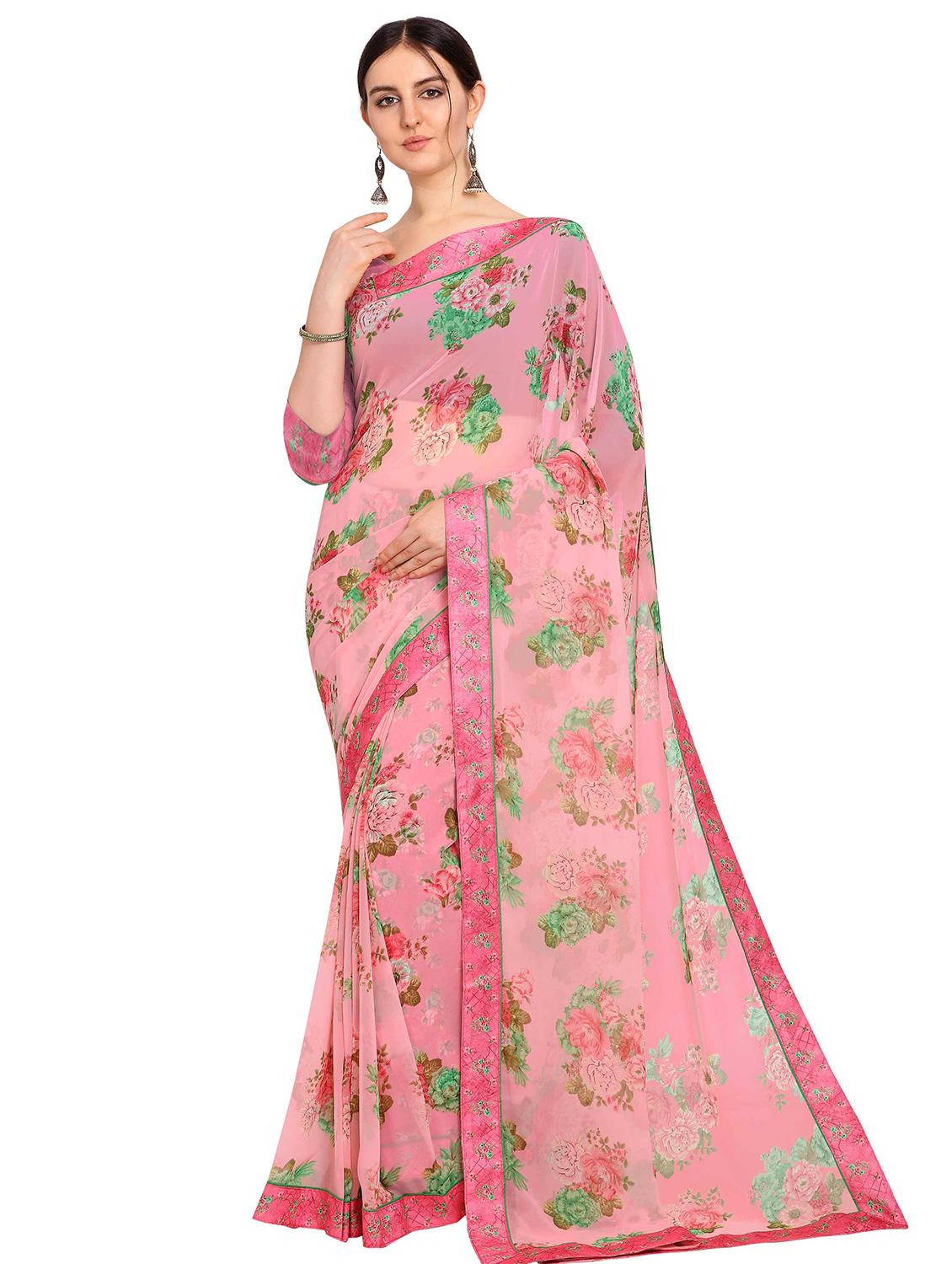 floral printed saree with blouse - 17408957 - Zoom Image - 1