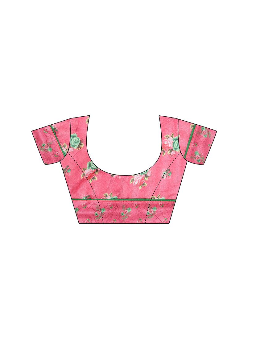 floral printed saree with blouse - 17408957 - Zoom Image - 3