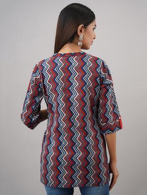 blue cotton regular tunic - 17409055 - Standard Image - 3