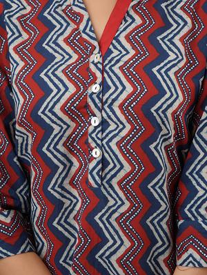 blue cotton regular tunic - 17409055 - Standard Image - 5