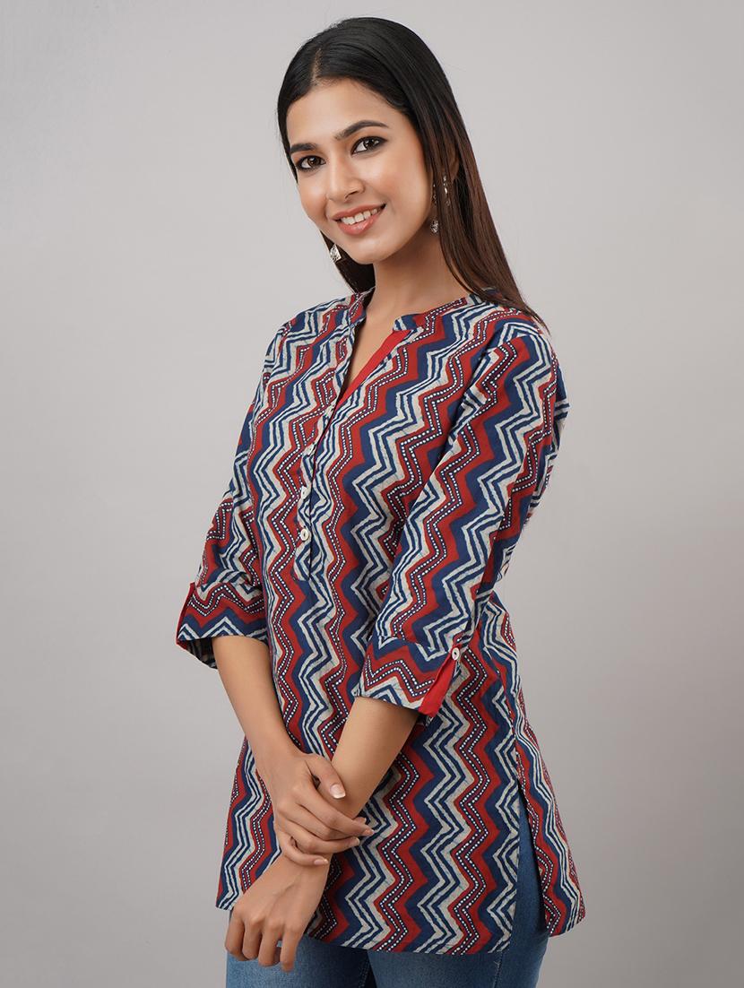 blue cotton regular tunic - 17409055 - Zoom Image - 2