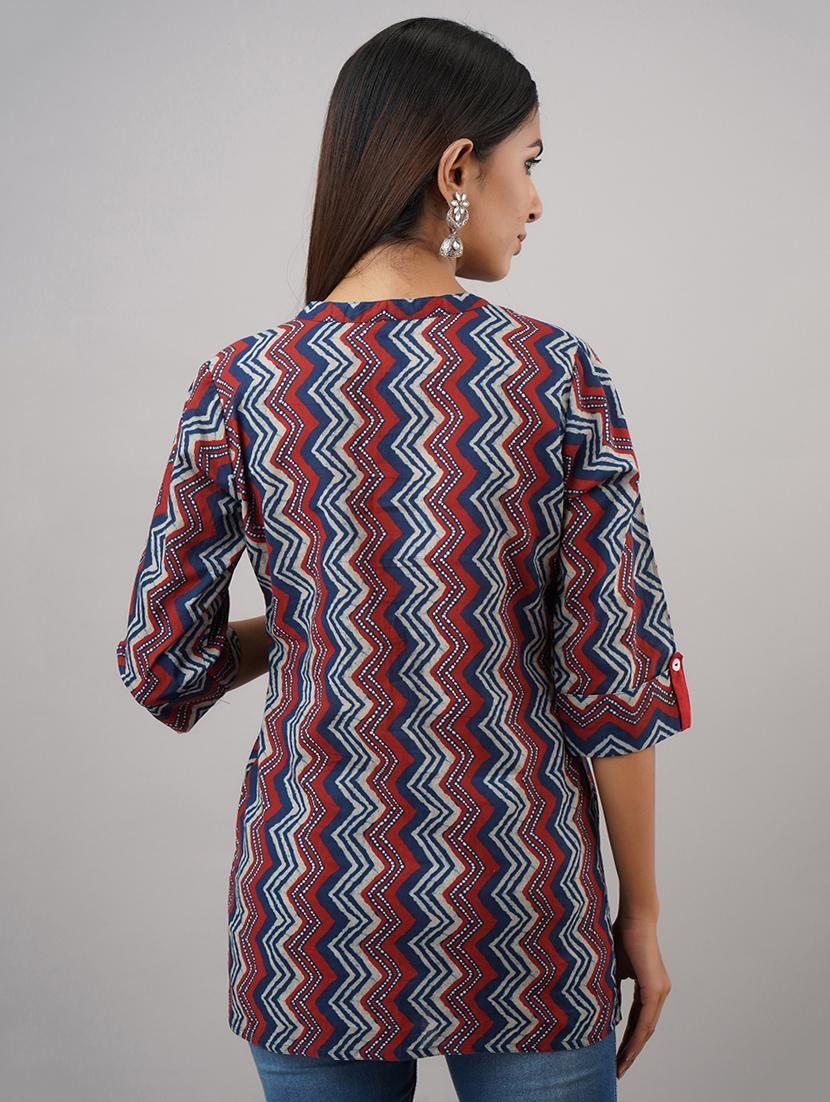 blue cotton regular tunic - 17409055 - Zoom Image - 3