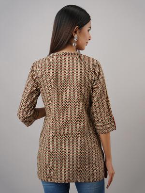beige cotton regular tunic - 17409059 - Standard Image - 3