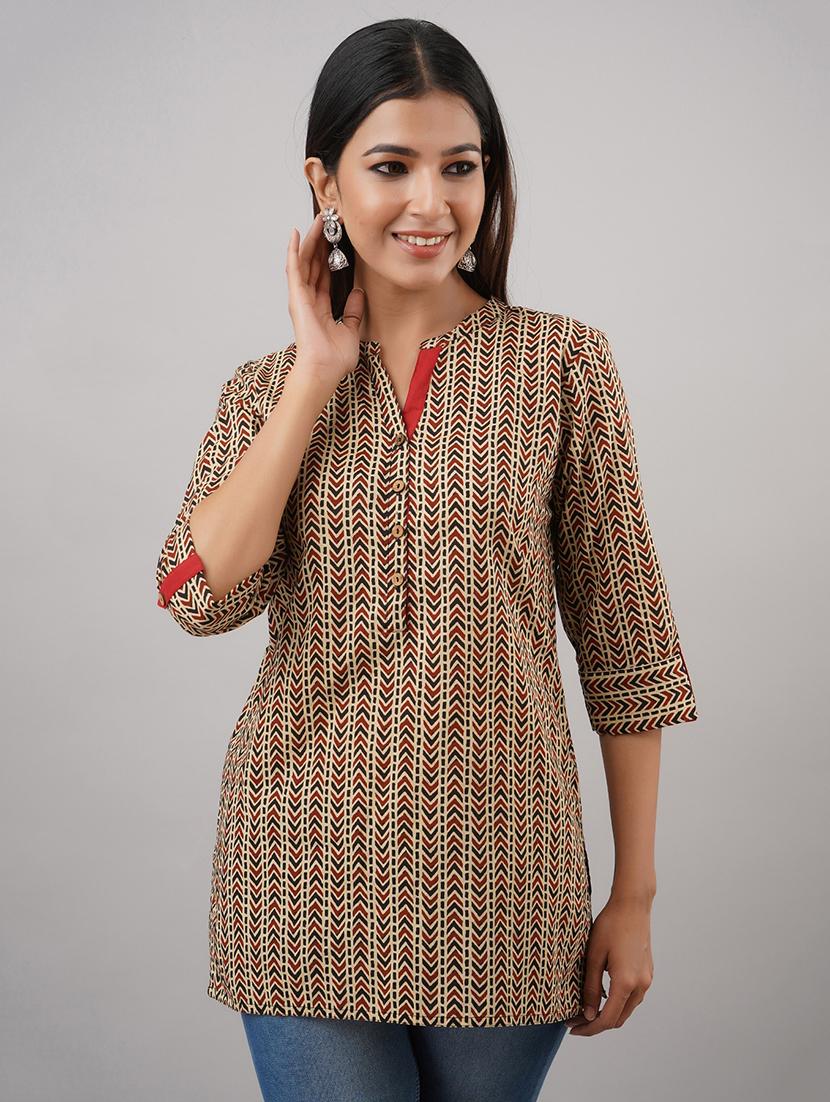 beige cotton regular tunic - 17409059 - Zoom Image - 1
