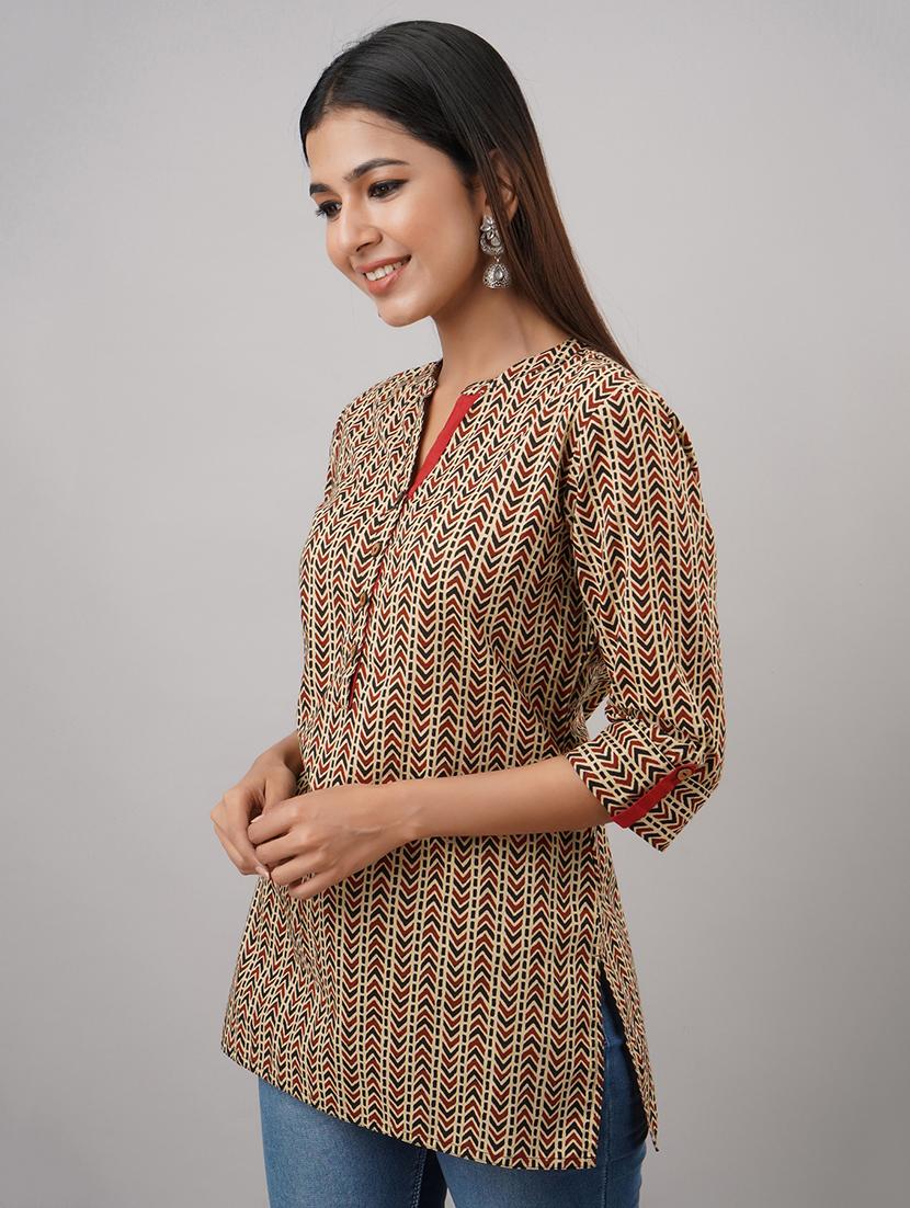 beige cotton regular tunic - 17409059 - Zoom Image - 2