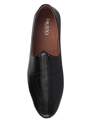 black pu slip on mojaris - 17409607 - Standard Image - 3