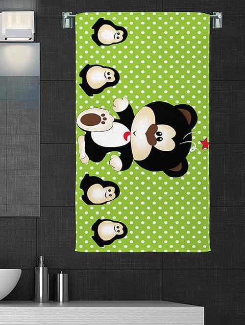 100% cotton 300 gsm kids cartoon bath towel for bathroom set of 1pc, multicolor, 58 cm x 116 cm - color - green penguien - 17409772 - Standard Image - 1