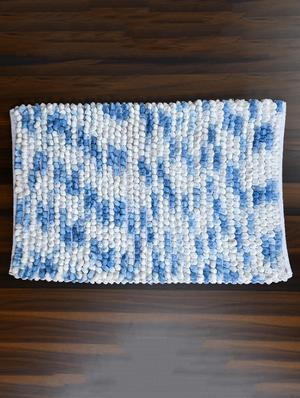sheen decor micro chenille space dyed bobble bathmat collection, 50x80 cms, white+blue - 17409903 - Standard Image - 2