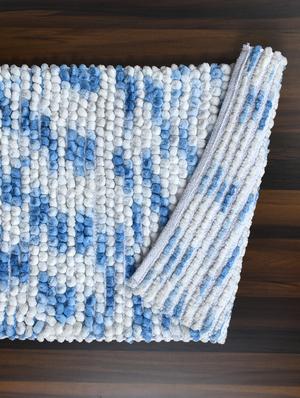 sheen decor micro chenille space dyed bobble bathmat collection, 50x80 cms, white+blue - 17409903 - Standard Image - 3