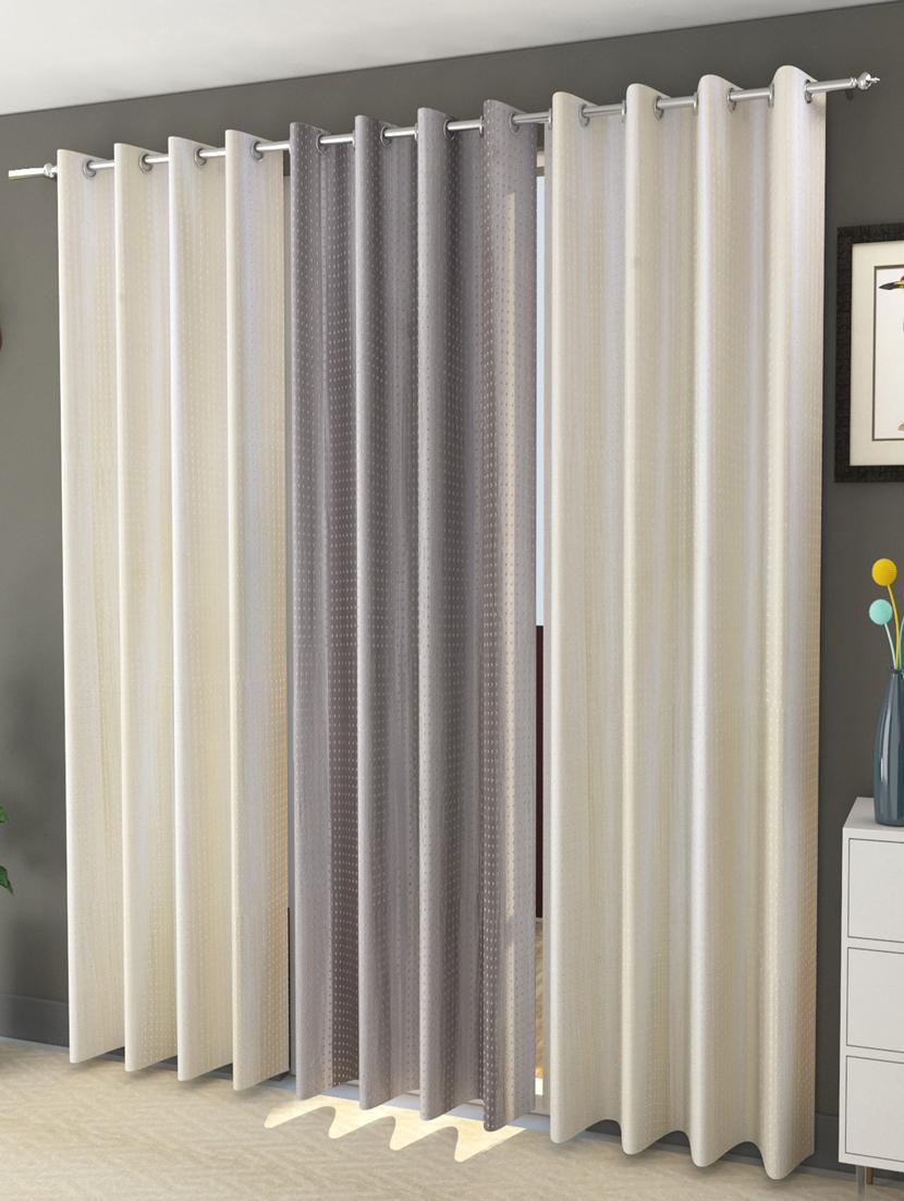 sheen decor galaxy rock 9 feet long door solid curtains size(4x9 feet)(pack of 3) 2 off white 1 grey - 17409987 - Zoom Image - 1