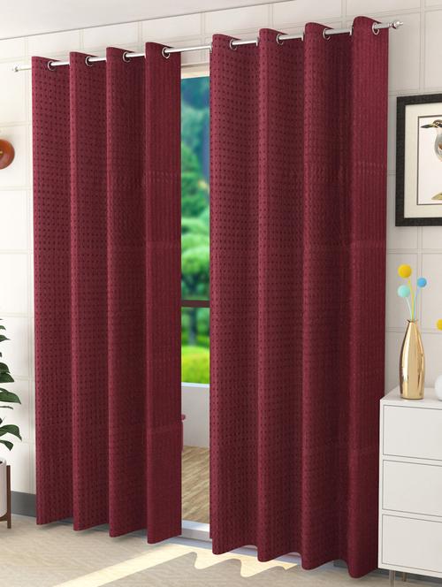 sheen decor galaxy rock feet door solid curtains(pack of 2)maroon(4x7 feet) - 17410006 - Standard Image - 1