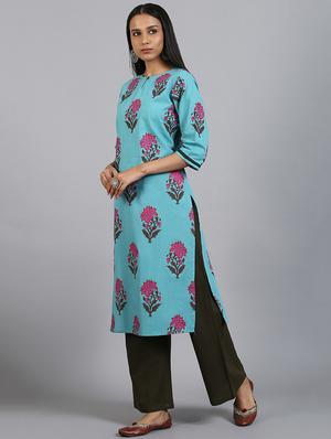 floral kurta palazzo set - 17410030 - Standard Image - 2