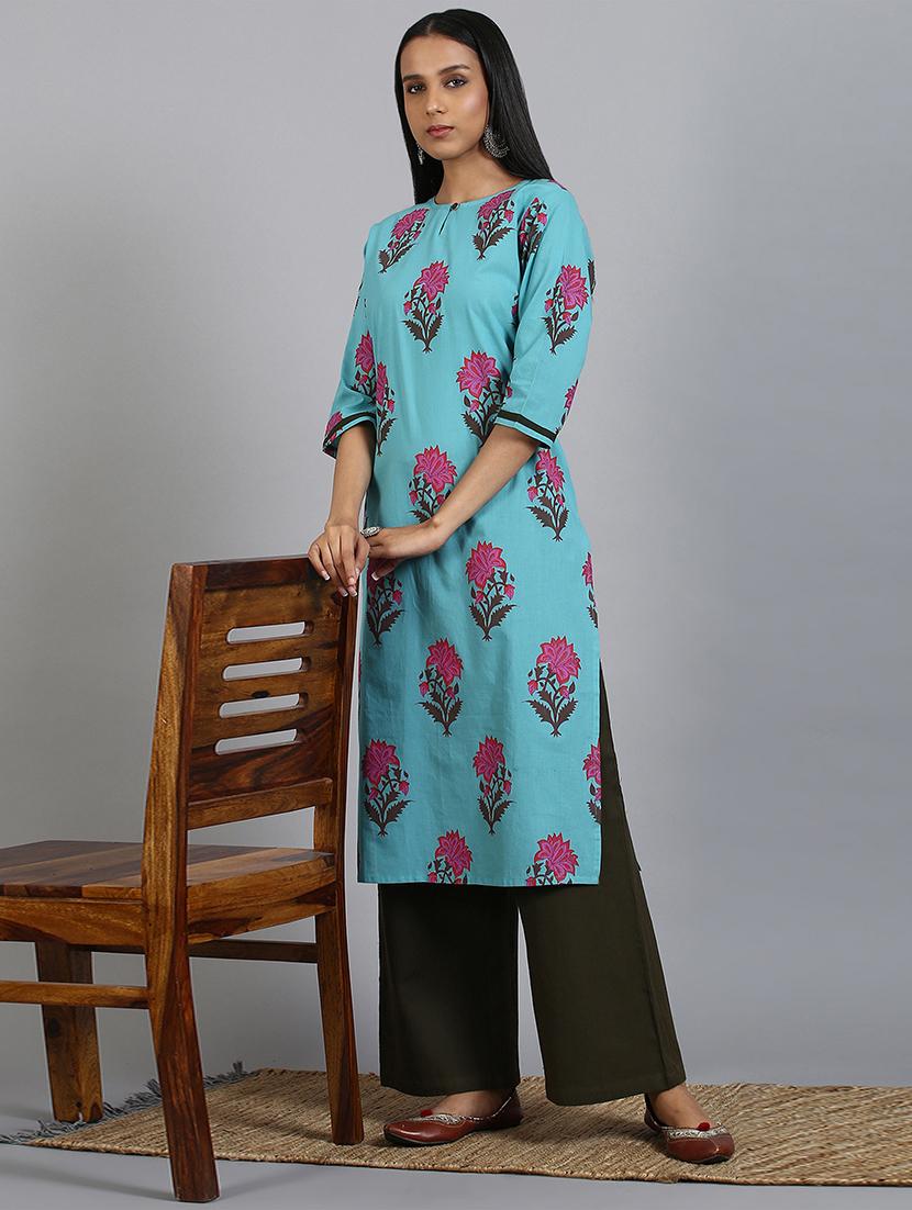 floral kurta palazzo set - 17410030 - Zoom Image - 1