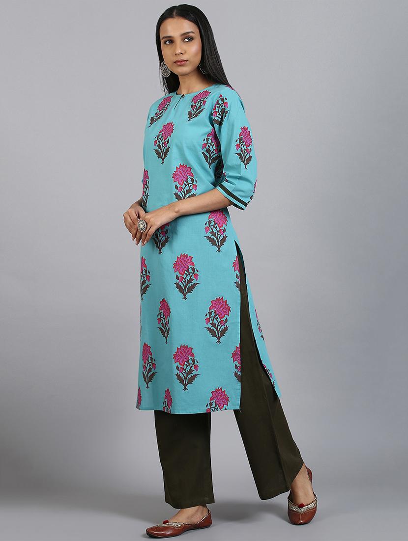 floral kurta palazzo set - 17410030 - Zoom Image - 2