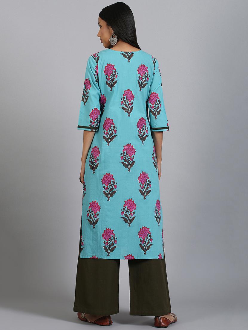 floral kurta palazzo set - 17410030 - Zoom Image - 3