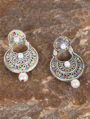 silver brass jhumka earring - 17410118 - Standard Image - 2